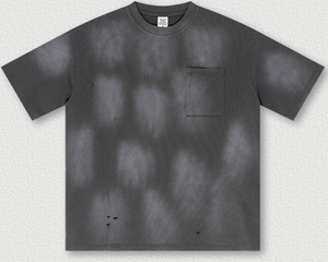 T-shirt estiva di marca americana alla moda con sputi pesanti di ippocastano sfumato ampio Set di pantaloncini a maniche corte di grandi dimensioni - Product Image 2