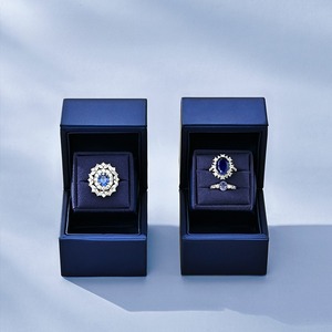 Custom New ring <b>storage</b> <b>box</b>, wedding proposal ring <b>box</b>, <b>blue</b> PU leather couple ring gift <b>box</b> - Product Image 4