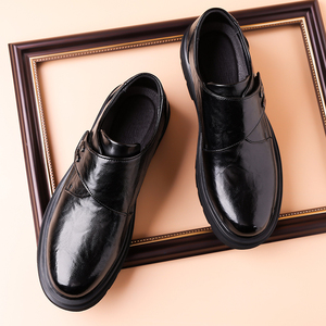 Uniforme pour homme, chaussures habillées, chaussures moine, mocassins, mocassins Oxford, bas crochet et boucle, cuir formel, bout rond, décontracté - Product Image 5