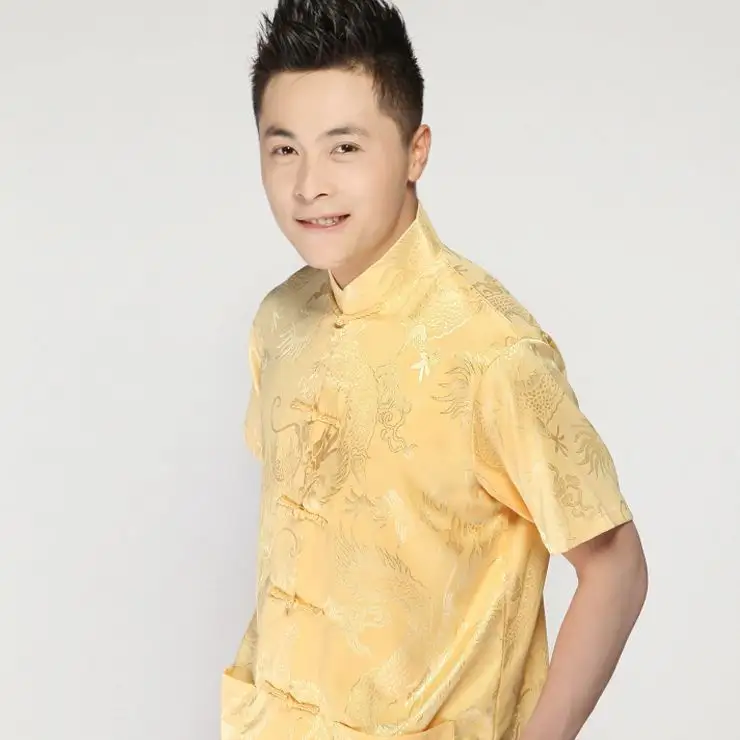 Chinese Style Tangsuit Traditional Chinese Clothing For Men Vintage Comfortable silk shirt Wholesale