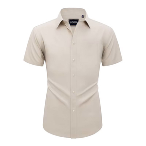 Camisas de Manga Corta de Verano para Hombre, Tallas Grandes, Corte Entallado, <span class=keywords><strong>Ropa</strong></span> Formal de Oficina, Color Blanco - Product Image 1