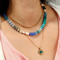 Boho-Style Mode Choker-Halsketten Regenbogen Naturstein-Perlen Modeschmuck Halsketten Mini-Blumen-Schmuck