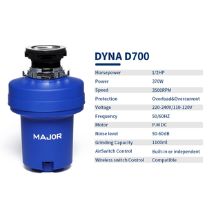 Broyeur de déchets alimentaires DYNA D700 avancé pour cuisine, en acier inoxydable, électrique, <span class=keywords><strong>anti</strong></span>-blocage, durable - Product Image 4