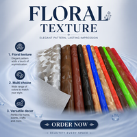 Tissu en vinyle PU texturé gaufré imprimé floral rose de haute qualité 0,8-1,5 mm pour sacs, chaussures et ameublement