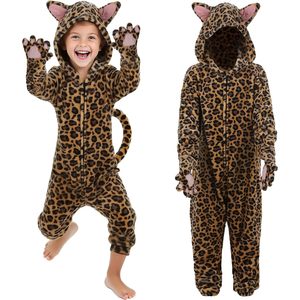 YUIQPKJX Disfraz de Leopardo para Niños, Pijama de Disfraces para Halloween, Carnaval, Cosplay, para Niños y Niñas, Unisex, Transpirable, de Poliéster Estampado - Product Image 1