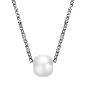 Black And White Ceramic <b>Sphere</b> Pendant Necklace 6mm Minimalist Geometric Design For Women Daily Wear - Product Image 5