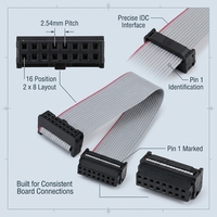 Conjunto de cable plano con conector hembra de doble fila IDC de 16 núcleos y paso de 2.54 mm para equipos de control industrial