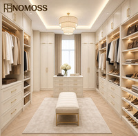 Armoire dressing moderne et minimaliste pour chambre à coucher avec étagères modulaires, tiroirs, tringles de suspension et bandes LED OEM
