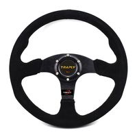 350mm/14 pouces Noir Daim Cuir Plat Dérive Volant de Course Pour Honda