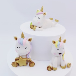 Minyatür Diy kiti yeni çocuk mal küçük unicorn figürinler polimer kil plastik karakterler süsler oyuncaklar toptan sevimli süsler - Product Image 3