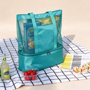 Hot Selling Waterproof 15L Foldable Beach <b>Bag</b> Soft Cooler Top Zipper Double-layer Large Capacity Insulated Mesh Tote <b>Bag</b> Food - Product Image 2