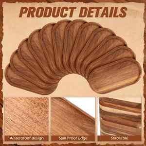 Platos de madera de acacia de nogal negro de haya de ébano con forma ovalada Rectangular decorativa de estilo japonés hecha a mano <span class=keywords><strong>para</strong></span> servir - Product Image 3