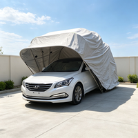 Abri de voiture pliable et portable en acier galvanisé robuste, style arche, avec bâche en vinyle imperméable pour garage extérieur