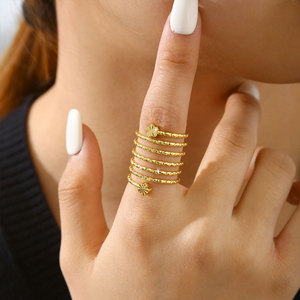 แหวนสั่งทำแบบไม่ลอกสี วัสดุสแตนเลส 316L ชุบทอง 14k 18k สำหรับผู้หญิง - Product Image 3