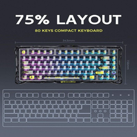 Clavier de jeu GravaStar Mercury K1 Lite 75%, clavier sans fil à trois modes 2,4 GHz/BT/filaire, RGB, à touches remplaçables à chaud