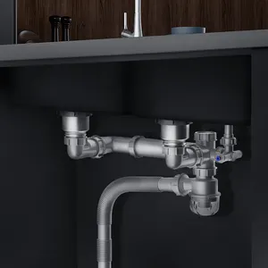 USA 114 Sink Drainer Desain Fungsional Antarmuka Ganda dengan PE Overflow Nozzle CUPC Lebih Baik Penghemat Ruang SS304 & SS201 114