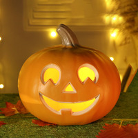Grande citrouille d'Halloween lumineuse et amusante en plastique, décoration de festival, décoration de table intérieure