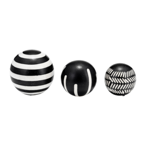 Orbes en céramique, sculpture géométrique, décor rayé noir et blanc pour étagère, salle de bain, bureau, salon, centre de table, ornements - Product Image 4