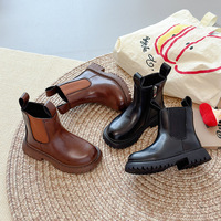 Bottes d'hiver britanniques à talons épais, bottines en cuir souple pour bébés garçons et filles, chaussures pour enfants