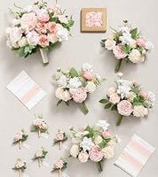 Künstliche Seidenblumen Rosa & Sandbeige Brautsträuße 4 Stück 7 Zoll für Brautjungfern Hochzeit