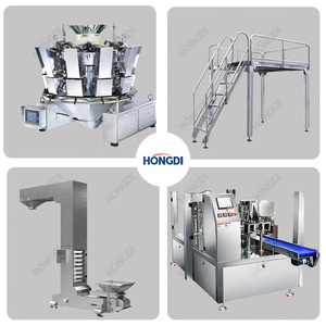 Máquina automática vertical para llenado de bolsas preformadas de plástico con elevador de cangilones tipo Z, pesadora multicabezal y llenadora rotativa Doypack para gránulos alimentarios - Product Image 5