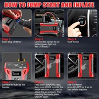 Démarreur de voiture multifonction 4-en-1 avec compresseur d'air, courant de crête 3000A, batterie 37000mAh, pression 7 BAR, 12V portable