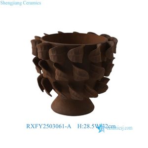 Bol décoratif moderne <span class=keywords><strong>de</strong></span> style nordique Wabi-sabi, sculptural, orné <span class=keywords><strong>de</strong></span> fleurs, beige mat, <span class=keywords><strong>centre</strong></span> <span class=keywords><strong>de</strong></span> <span class=keywords><strong>table</strong></span> - Product Image 2