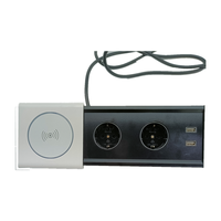 Prises électriques dissimulées pour meubles, prise de table de conférence avec chargeur USB sans fil et couvercle coulissant