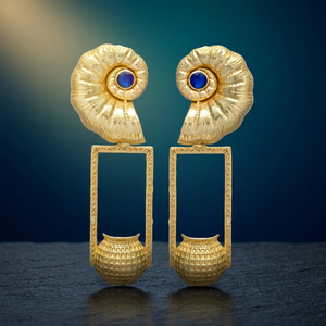 Pendientes de Gema de Zafiro Hidrotermal de Diseño Novedoso, Chapados en Oro, Hechos a Mano, para Fiesta - Product Image 3