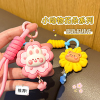Porte-clés pendentif ours fleuri mignon, figurine de dessin animé tridimensionnelle, lapin créatif, cadeau pour étudiant