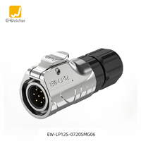 Connecteur étanche mâle/femelle E-Weichat EW-LP12 série tout métal 2-8 broches IP67 PBT pour applications d'alimentation LED 120V/125V