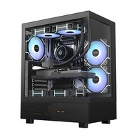 PC para Juegos ATX Blanco y Negro, Conjunto Completo con Panel Lateral de Vidrio Templado, Ventiladores RGB Preinstalados, 16 GB de RAM, SSD de 512 GB, Equipo de Escritorio para Juegos 3A
