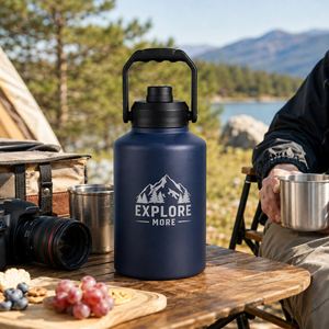 Custom Logo 64oz 128oz Stainless Steel Vacuum Insulated <b>Water</b> Jug <b>Large</b> Capacity <b>Bottle</b> with Handle for Outdoor Camping - Product Image 2