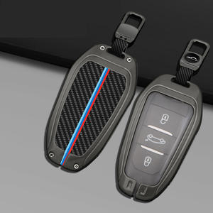 Housse <span class=keywords><strong>de</strong></span> sac à clés <span class=keywords><strong>de</strong></span> voiture en fibre <span class=keywords><strong>de</strong></span> carbone avec porte-clés, adaptée aux clés Citroën - Product Image 4