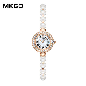 Mkgo <span class=keywords><strong>COCO</strong></span> นาฬิกาผู้หญิงประดับเพชรสร้อยข้อมือมุกน้ำจืดกันน้ำหน้าปัดเล็กหรูหราแบบโรมัน - Product Image 1