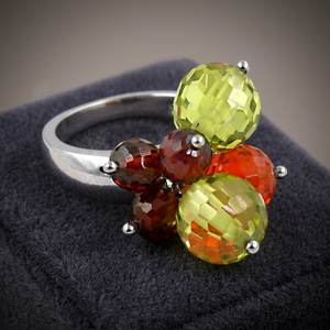 Hot! Stylish Multi-Color Glass and <b>Silver</b> Fashion Unisex <b>Ring</b> - Product Image 1