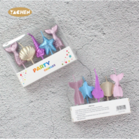 Yachen Nouveau Design Lot de 5 Bougies d'Anniversaire en Cire de Paraffine Thème Sirène Océanique Colorées pour Décoration de Fête de Remise de Diplôme