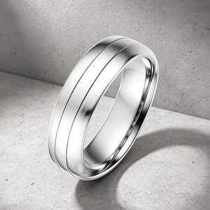Anillos de Pareja JLM al por Mayor de Acero de Titanio Premium con Diamantes CZ Ranurados para Enamorados, Anillo de Compromiso, Boda, Promesa, Conjunto de Joyería - Product Image 1