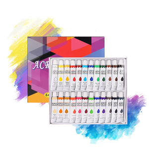 Juego <span class=keywords><strong>de</strong></span> 24 Pinturas Acrílicas con Paleta y Pincel, Pigmento <span class=keywords><strong>de</strong></span> Color Acrílico para Estudio <span class=keywords><strong>de</strong></span> Arte y Pintura Artística - Product Image 1