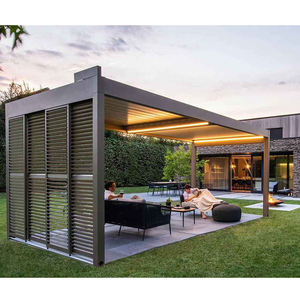 Buiten tuinpaviljoen aluminium <span class=keywords><strong>pergola</strong></span> 6x3 m <span class=keywords><strong>pergola</strong></span>'s bioclimatische <span class=keywords><strong>pergola</strong></span> buiten louvre gazebo met houten jaloezieën - Product Image 6