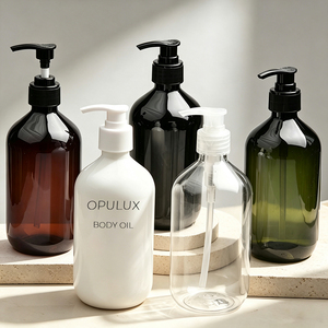 300ml 500ml Plastic Bottle Round Matte <b>Black</b> Lotion <b>Pump</b> Bottle Body <b>Pump</b> Body Oil Bottle Custom Logo - Product Image 5