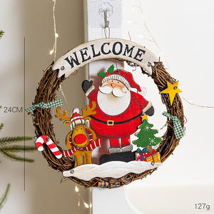 Muñeco de nieve y anciano, puerta de vid, corona de pared, adorno colgante de ventana de cristal navideño festivo para crear un ambiente acogedor - Product Image 6
