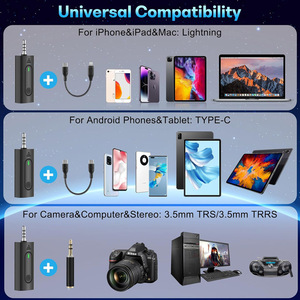 Mini micrófono inalámbrico de condensador Lavalier CAFIRY con batería de larga duración para teléfono Android IPhone cámara de computadora - Product Image 4