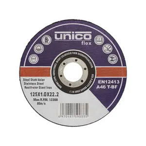 UNICO 125x1.0mmフラット研磨工具DiscoDe Corteアルミニウムステンレス鋼カッティングディスク