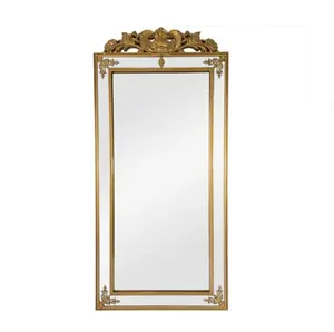 European style wedding dress shop floor fitting mirror antique gold dressing mirror wall carved whole body large mirror