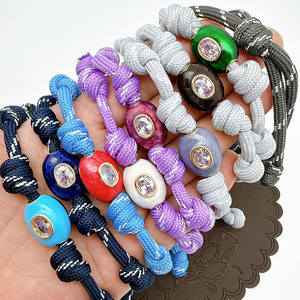 Bracciale Intrecciato Regolabile con Corda, Perline Smaltate Occhio di Allah, Bracciale Multicolore Impilabile, Gioielli Portafortuna per Coppie - Product Image 6