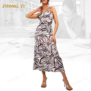 Clothing Manufacturers Custom Zebra Print Fashion Party Sexy Ladies Summer Backless <strong>Slip</strong> Sleeveless Women Casual <strong>Long</strong> Dresses - Product Image 2