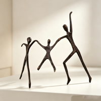 Figurines de famille en bronze antique, sculptures abstraites de membres de la famille, art de décoration intérieure, articles de décoration intérieure de luxe