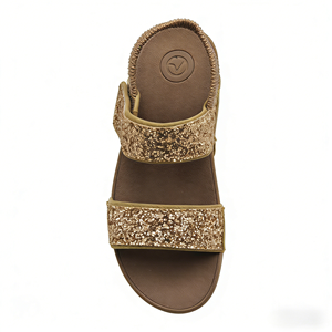 <span class=keywords><strong>Sandali</strong></span> Estivi con Plateau Dorati per Donna - Punta Aperta, Chiusura con Velcro, Traspiranti e Comodi per Spiaggia e Outdoor - Product Image 3