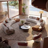 Sofá italiano de lujo para sala de estar, sofá circular de terciopelo para vestíbulo de villa, moderno sofá en forma de C, nuevo juego de sofás de 5-8 plazas